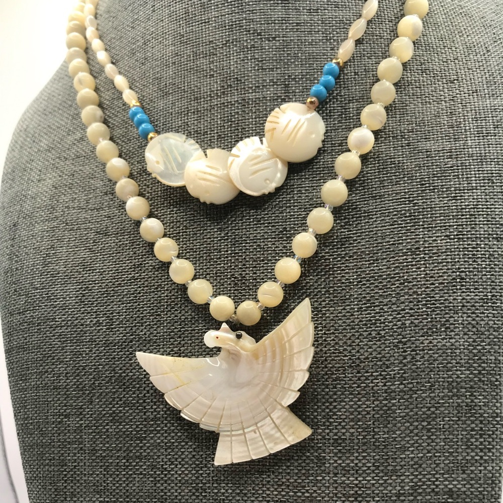 2 Carved MOP Necklaces - Picture 2 of 10